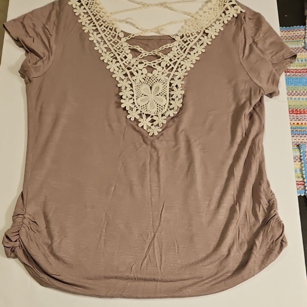 Lace Trim Mauve Top